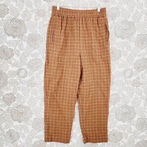 Madewell Gauze Cotton pullon Checkered Women's Pants S Brown 9317